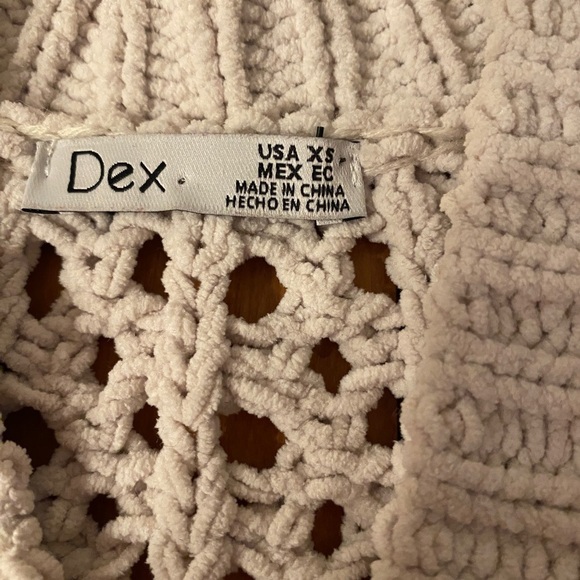 Dex Crocheted 3D Knit Cream Color Open Front Women’s Cardigan Size XS - Picture 8 of 13